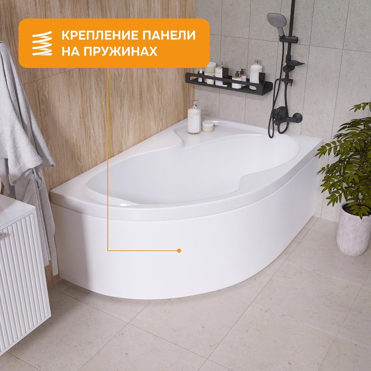 Ванна MODULEASY акриловая 160х105 см AURELIA в комплекте 4в1: Асимметричная правый угол, фронтальная панель, рама, слив-перелив 01аурел1610пкп