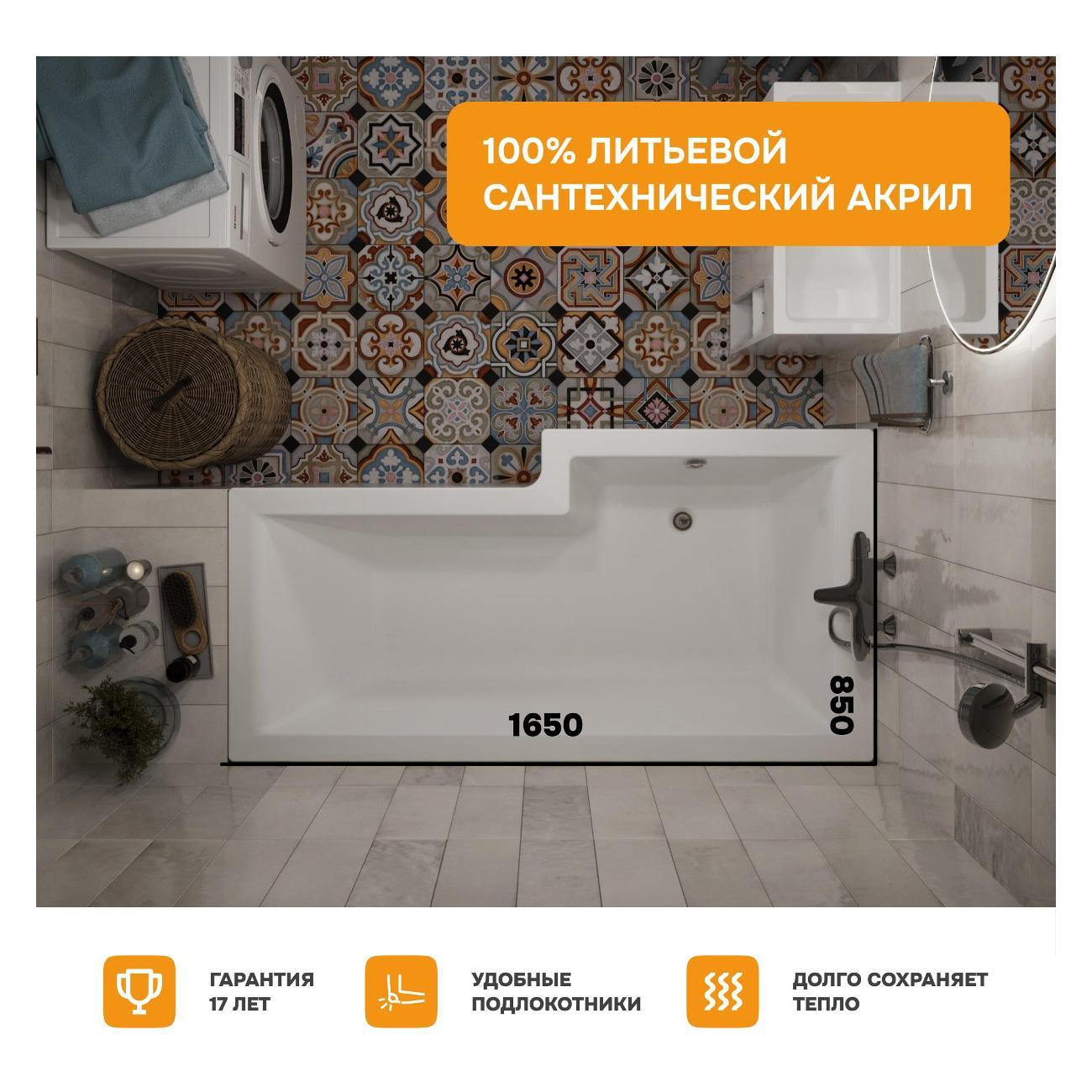 Ванна MODULEASY акриловая 165х85 см FINNEL 3в1: Асимметричная лев