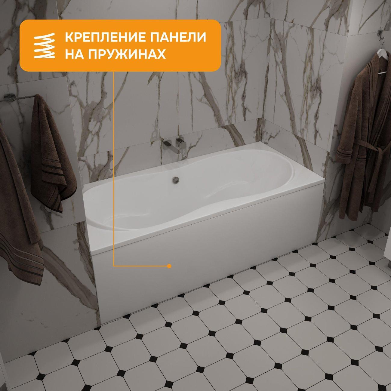 Ванна MODULEASY акриловая 170х80 см MIKE в комплекте 4в1: Прямоугольная, фронтальная панель, рама, слив-перелив 01май1780кп