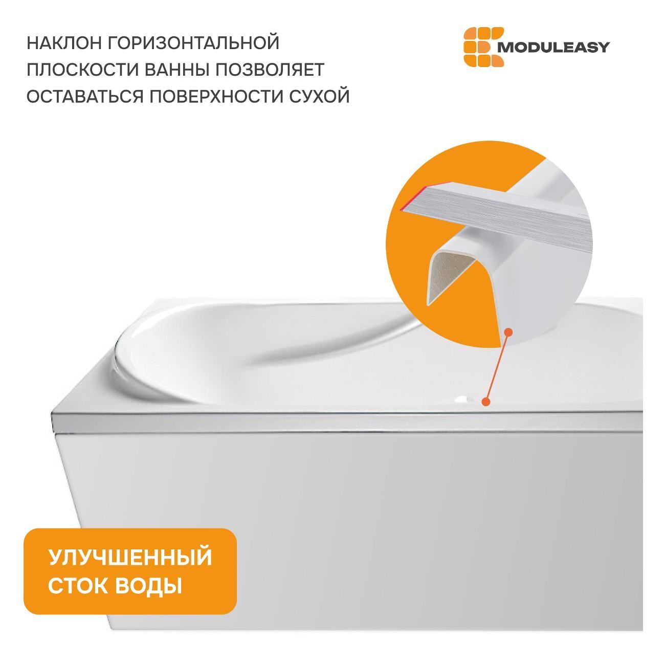Ванна MODULEASY акриловая 150х70 см LENOR в комплекте 3в1: Прямоугольная, рама, слив-перелив 01лен1570кс2+