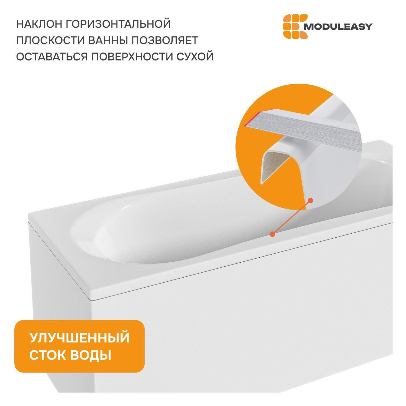 Ванна MODULEASY акриловая 170х70 см AIDAN 3в1: Прямоугольная ванн