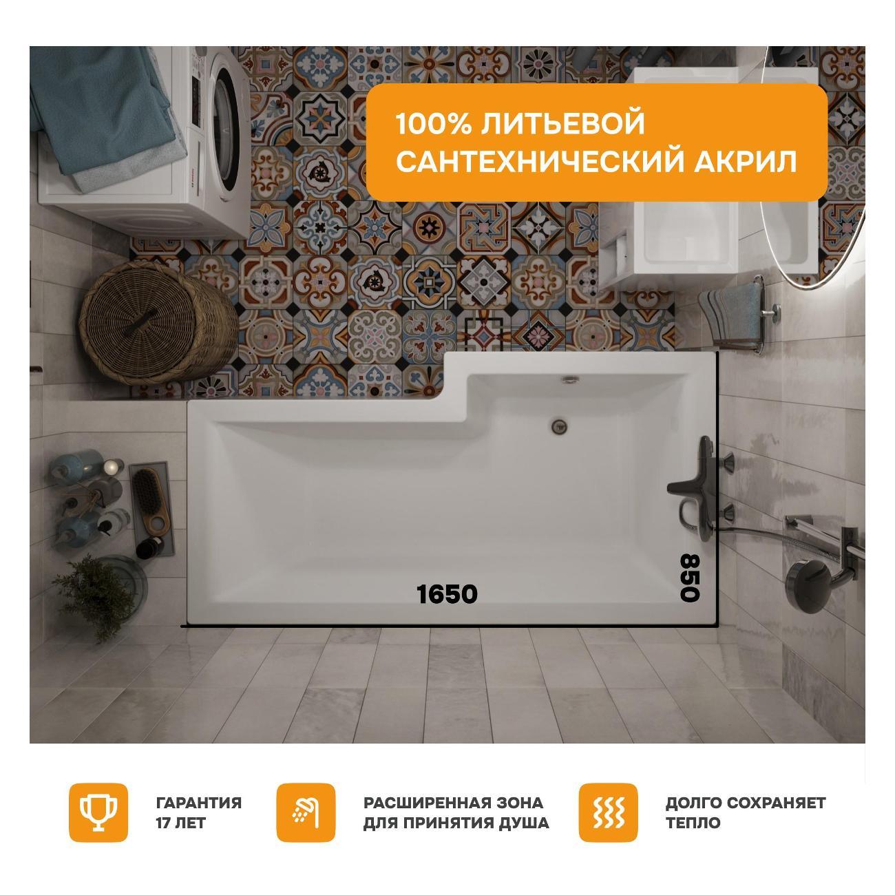 Ванна MODULEASY акриловая 165х85 см FINNEL 4в1: Асимметричная лев