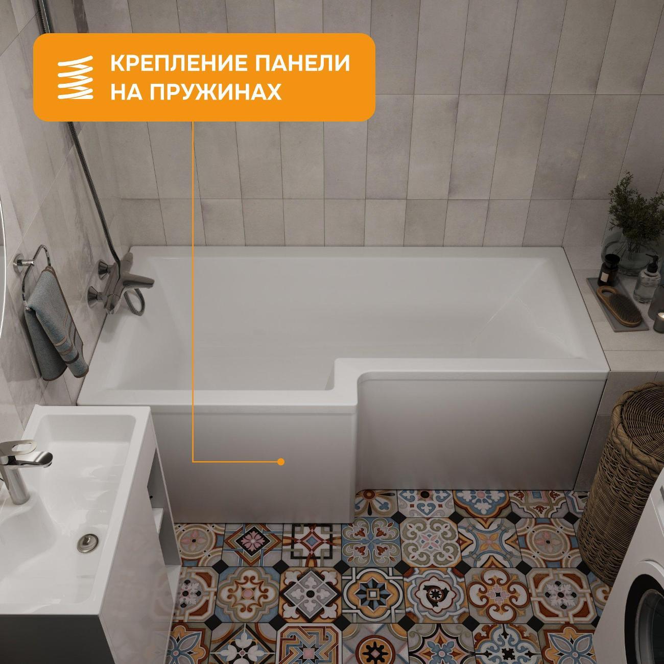 Ванна MODULEASY акриловая 165х85 см FINNEL 4в1: Асимметричная лев