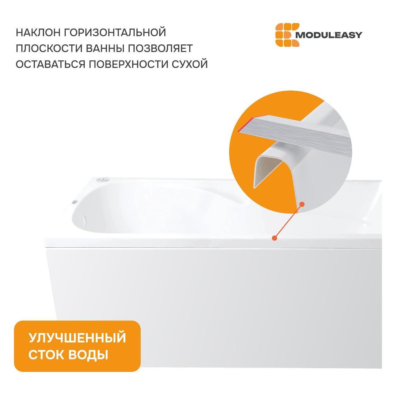 Ванна MODULEASY акриловая 170х75 см DYLAN в комплекте 3в1: Прямоугольная, рама, слив-перелив 12017894майлкс2+