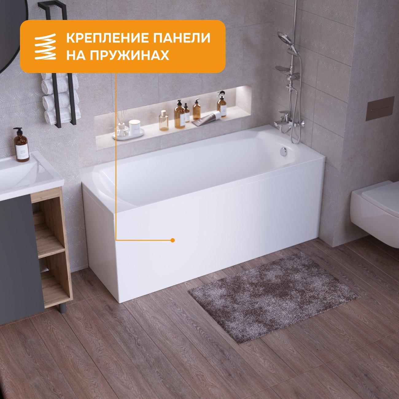 Ванна MODULEASY акриловая 165х70 см LIAM в комплекте 4в1: Прямоугольная, фронтальная панель, стальные ножки, слив-перелив 01лиам16570кс1+