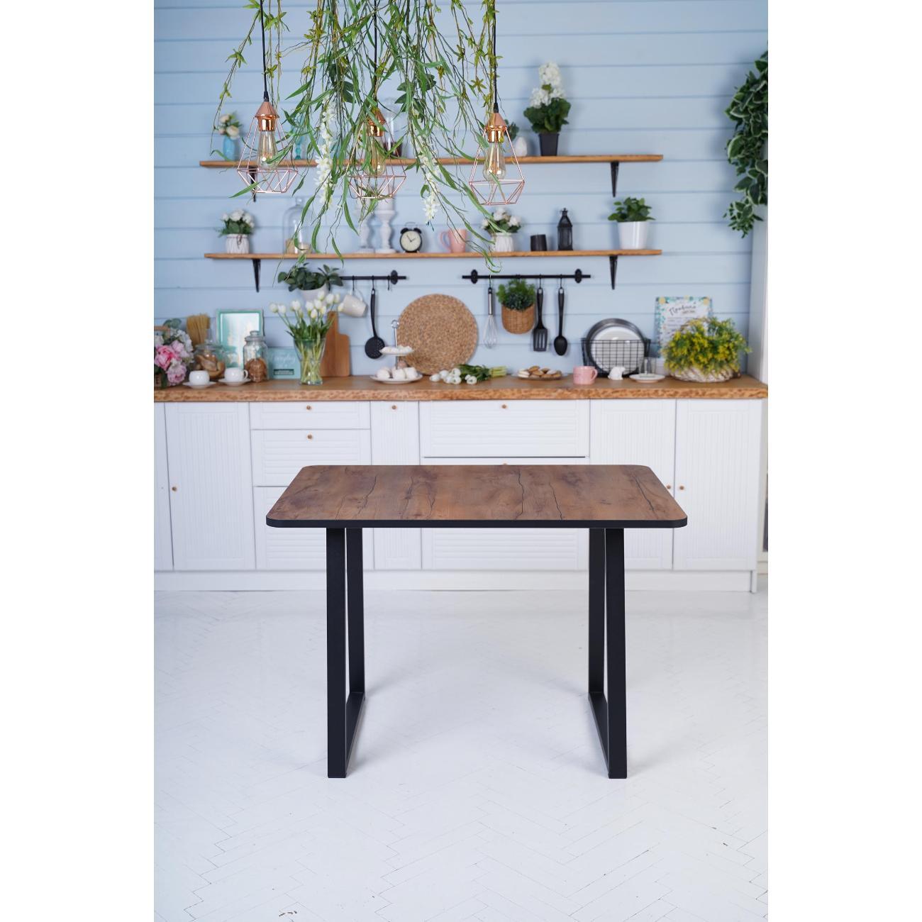 Стол обеденный Frenesie нераздвижной Хьюстон лофт, таксус, опоры металл, 110х75х75 см.