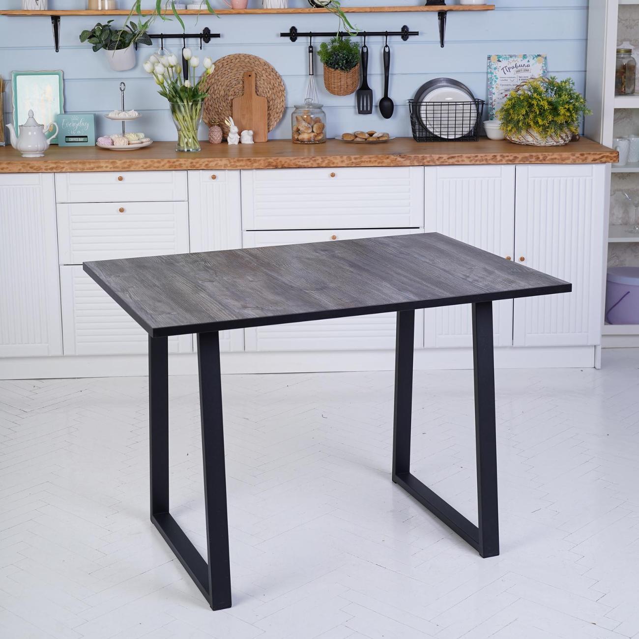 Стол обеденный Frenesie нераздвижной Турин лофт, сосна пандероса, опоры металл черные, 110х75х75 см.