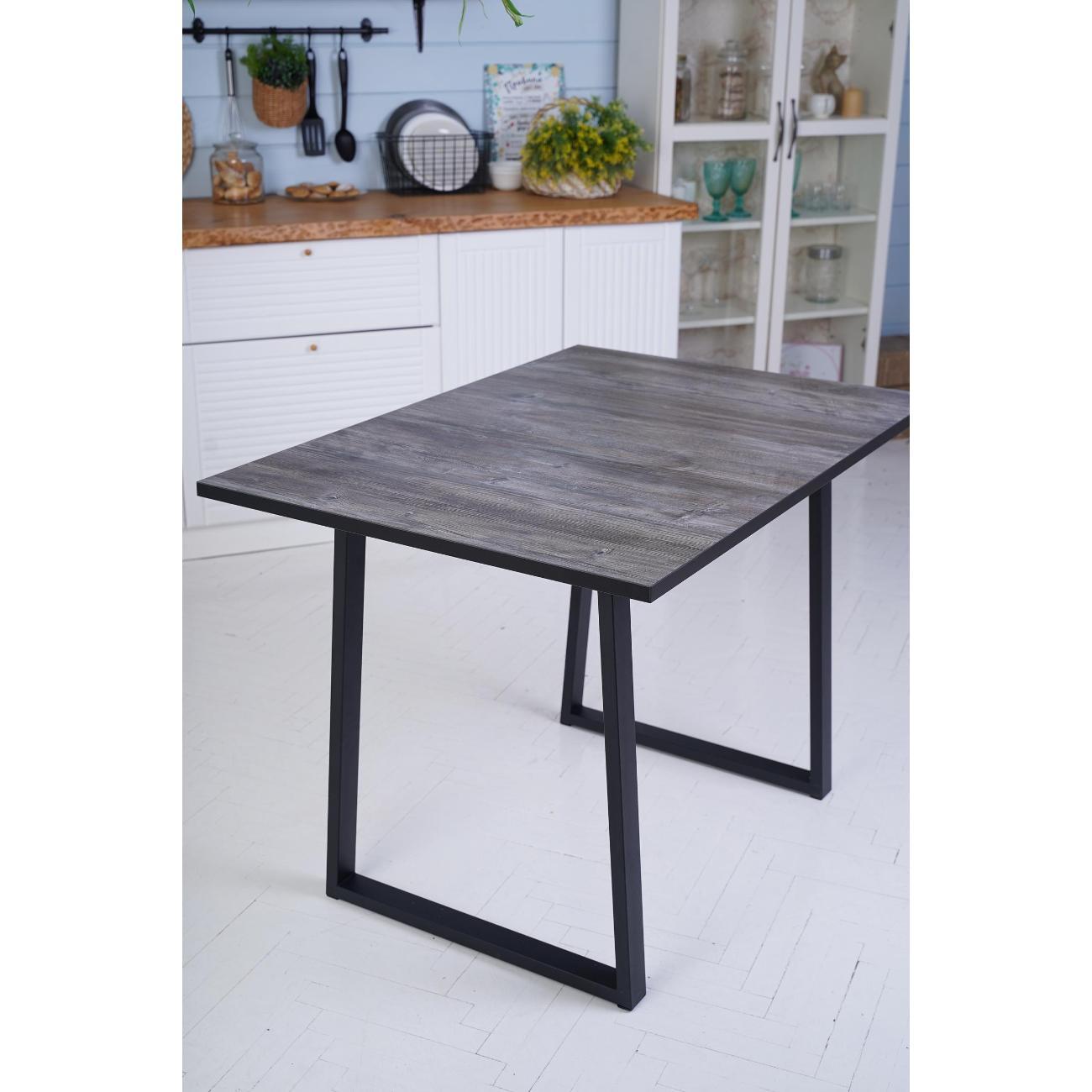 Стол обеденный Frenesie нераздвижной Турин лофт, сосна пандероса, опоры металл черные, 110х75х75 см.