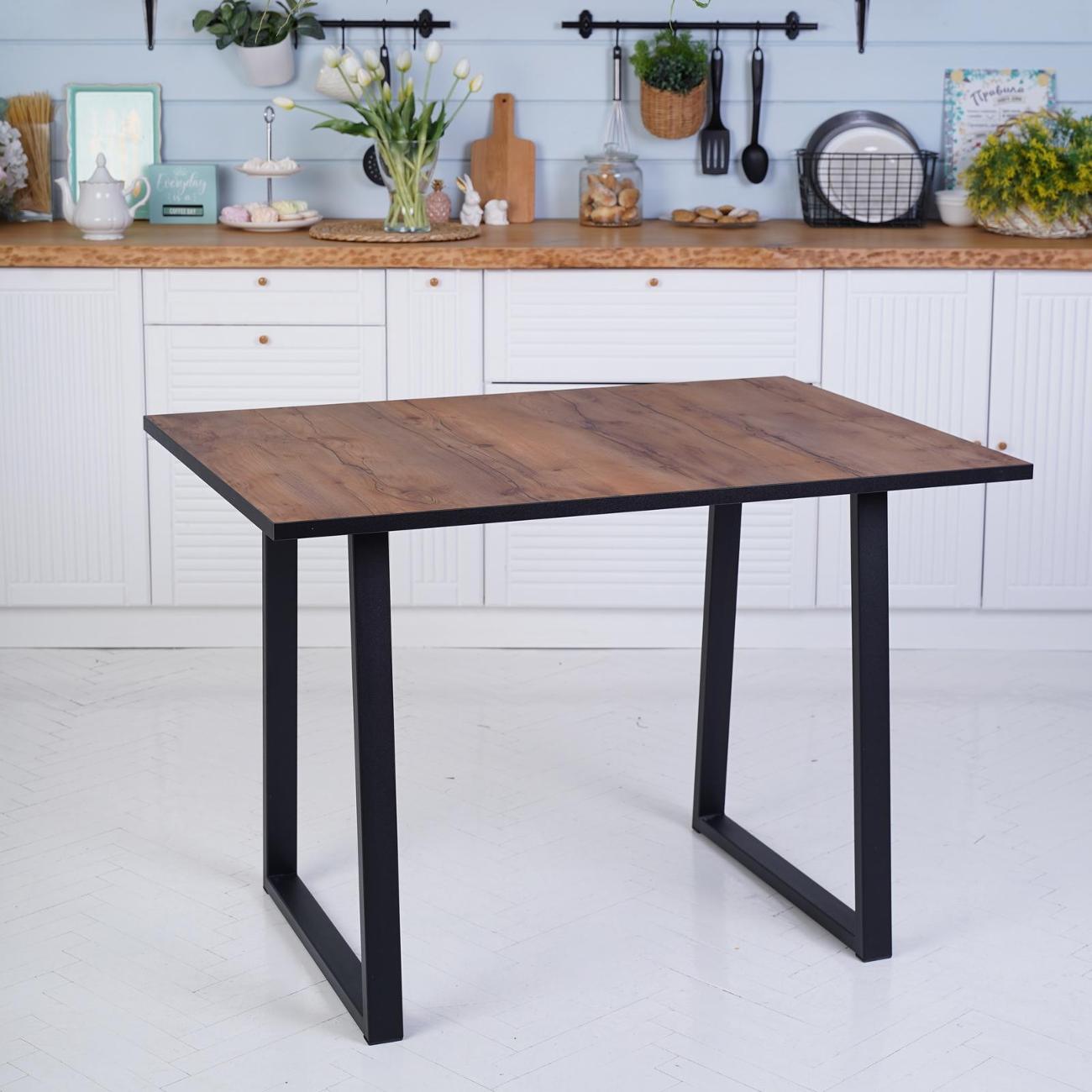 Стол обеденный Frenesie нераздвижной Турин лофт, таксус, опоры металл черные, 110х75х75 см.