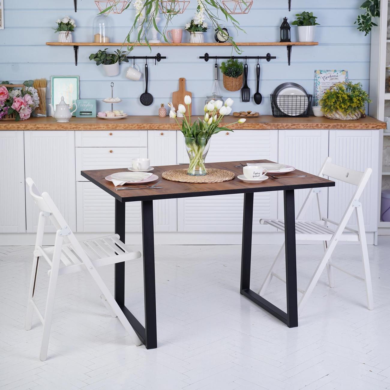 Стол обеденный Frenesie нераздвижной Турин лофт, таксус, опоры металл черные, 110х75х75 см.