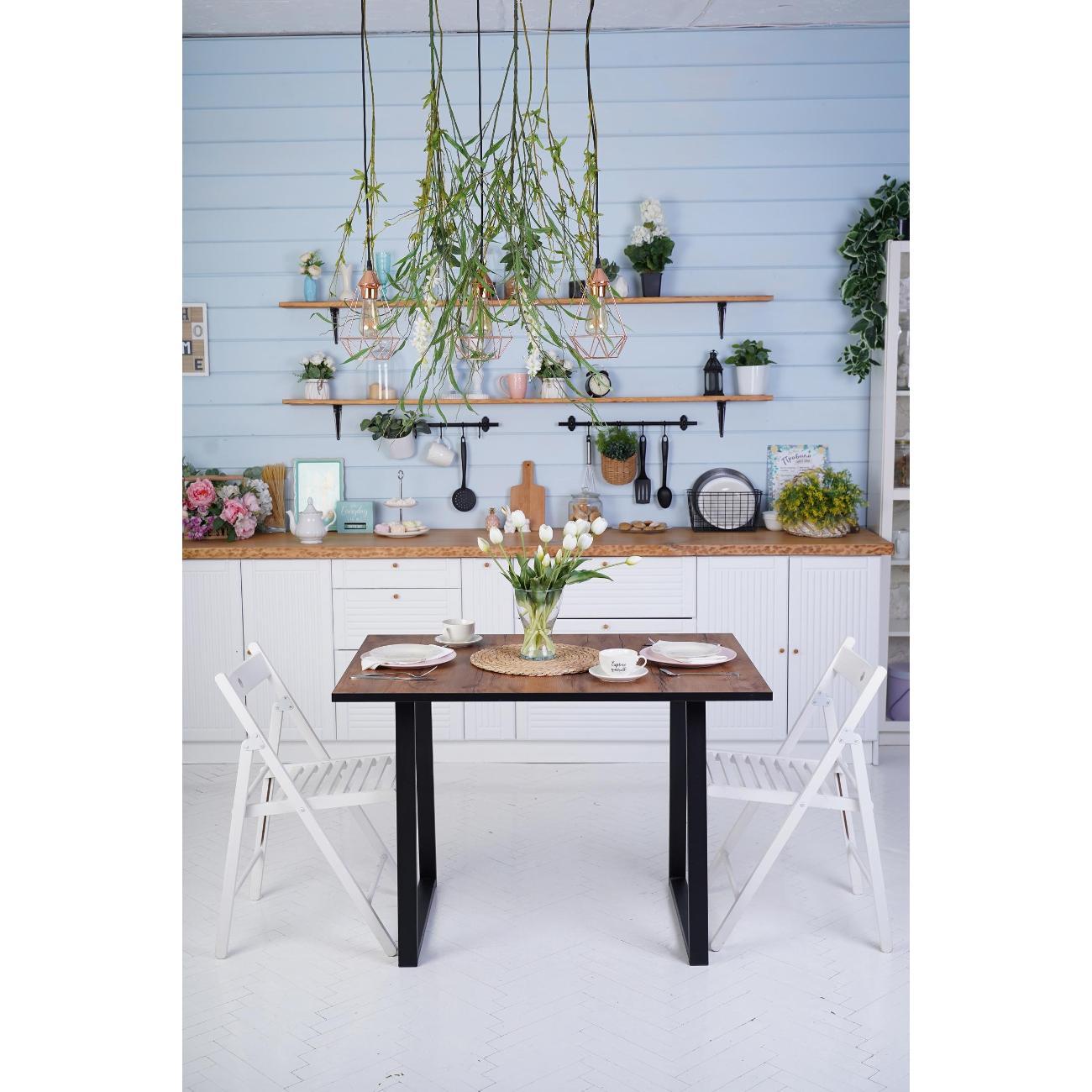 Стол обеденный Frenesie нераздвижной Турин лофт, таксус, опоры металл черные, 110х75х75 см.