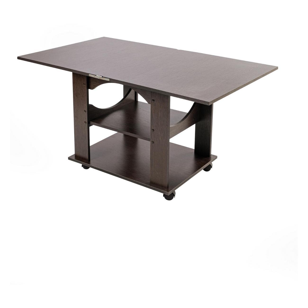 Стол журнальный Frenesie на колесиках раскладной в гостиную, трансформер, венге, 60/120х70х63,4 см.