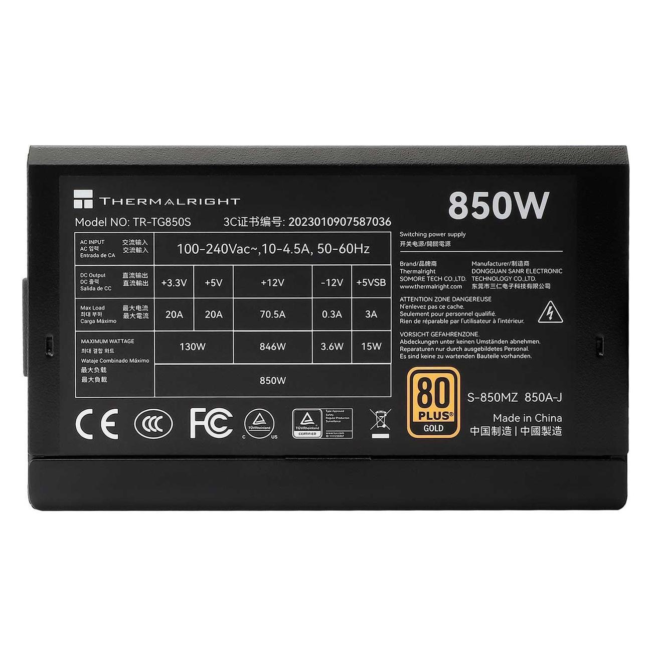 Блок питания Thermalright 850W Gold ATX 3.0 (TR-TG 850S)