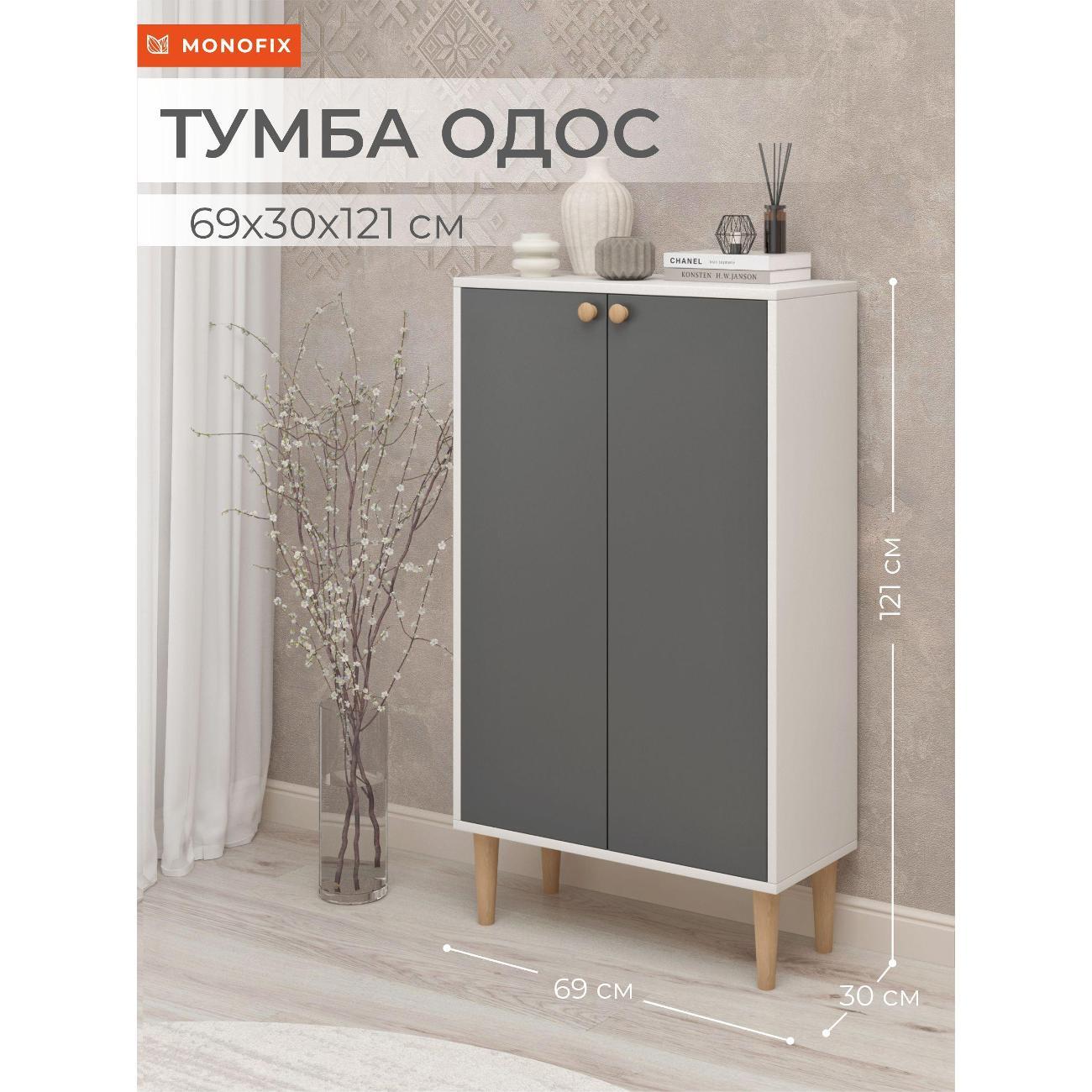 Тумба Monofix ОДОС вертикальная с 2 дверцами графит/лак