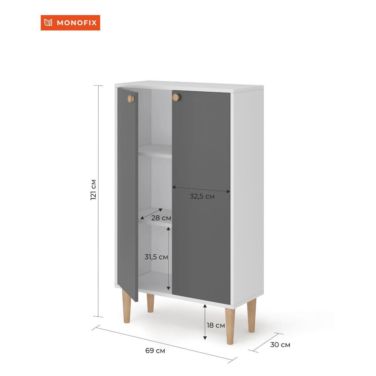 Тумба Monofix ОДОС вертикальная с 2 дверцами графит/лак