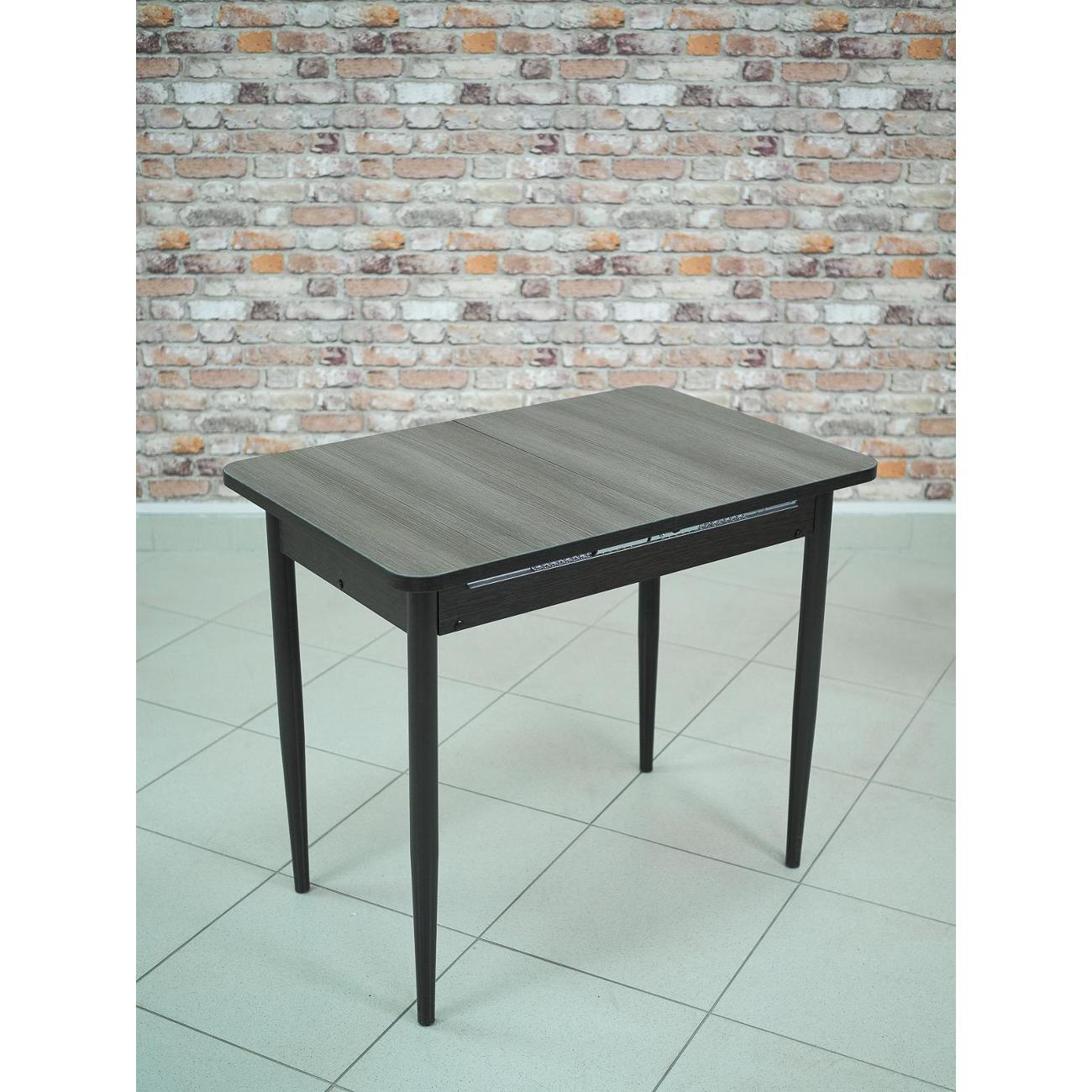 Стол обеденный Frenesie раздвижной Кармен, Риголетто темный венге, опоры металл черные, 86/125х58х75 см.