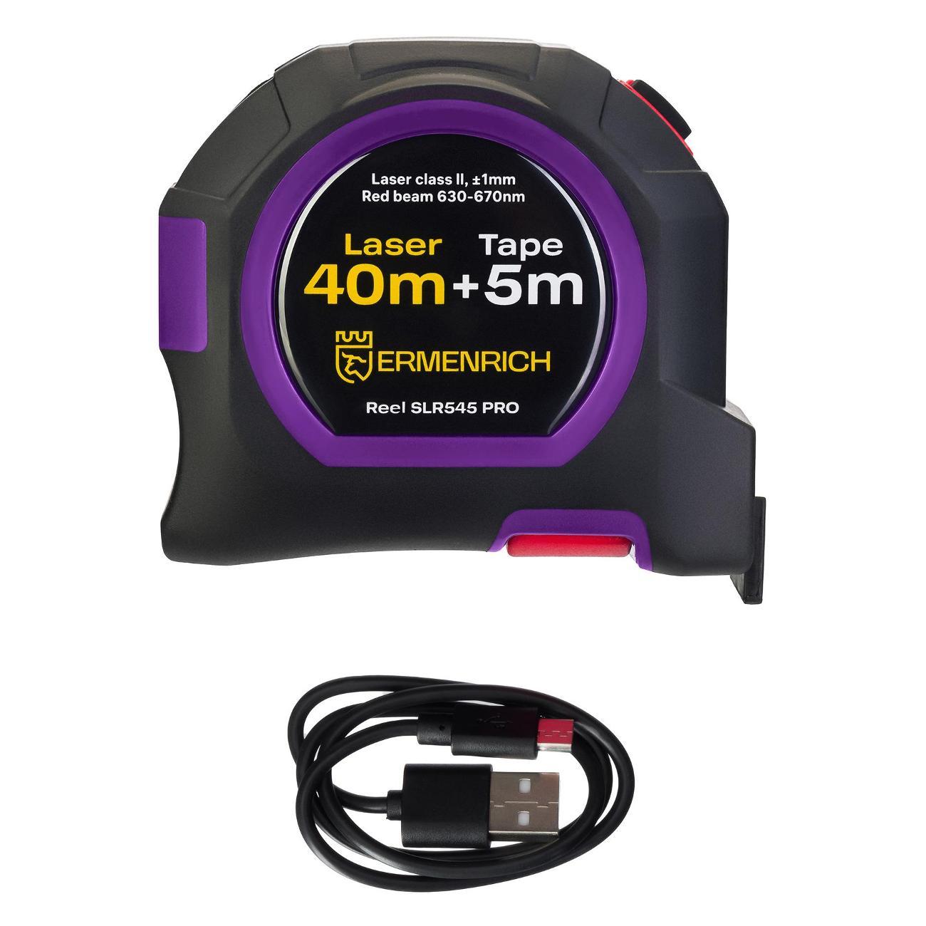 Рулетка измерительная Ermenrich Reel SLR545 PRO, фиолетовый