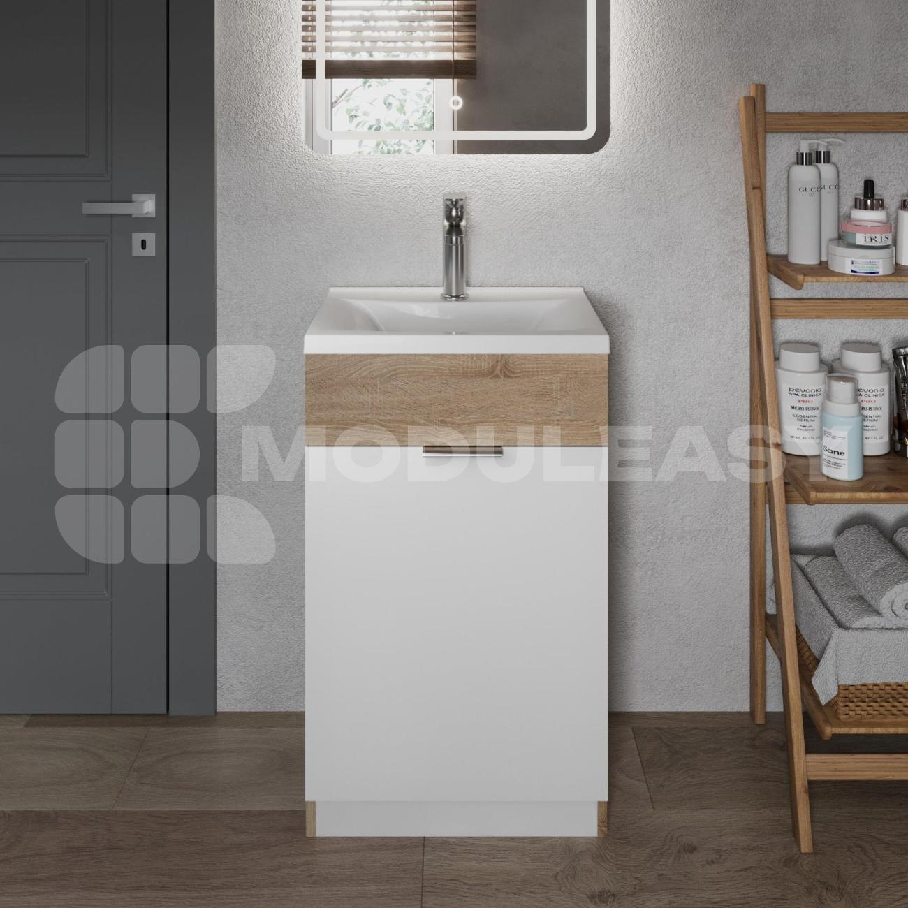 Тумба для ванной MODULEASY с раковиной 50х35 см VEVA напольная, цвет Дуб Сонома Ц0000039173