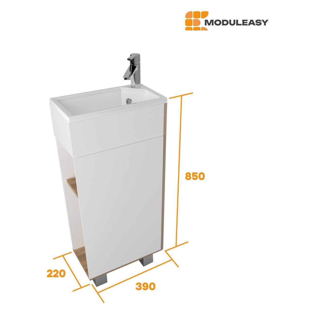 Тумба для ванной MODULEASY Напольная с раковиной LUIZA R 40х20 см, цвет Дуб