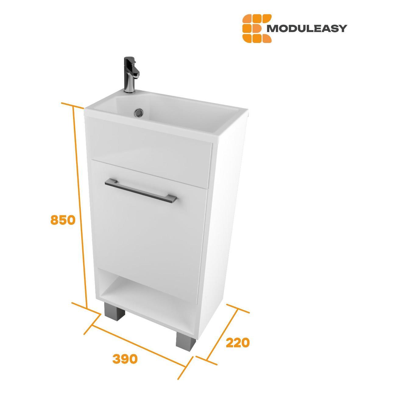 Тумба для ванной MODULEASY Напольная с раковиной LIANA L 40х20 см, цвет Белый глянец Ц0000040078