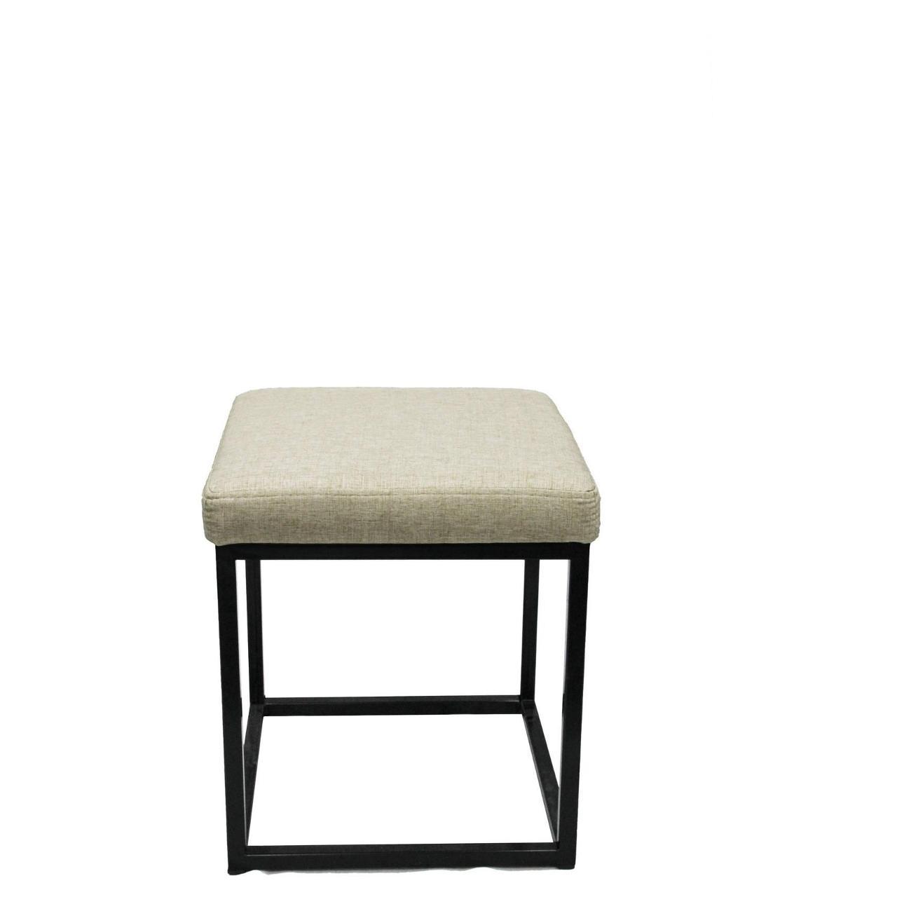 Пуф Frenesie для прихожей лофт на металлическом каркасе с мягким сиденьем, бежевый, 41х41х47 см.