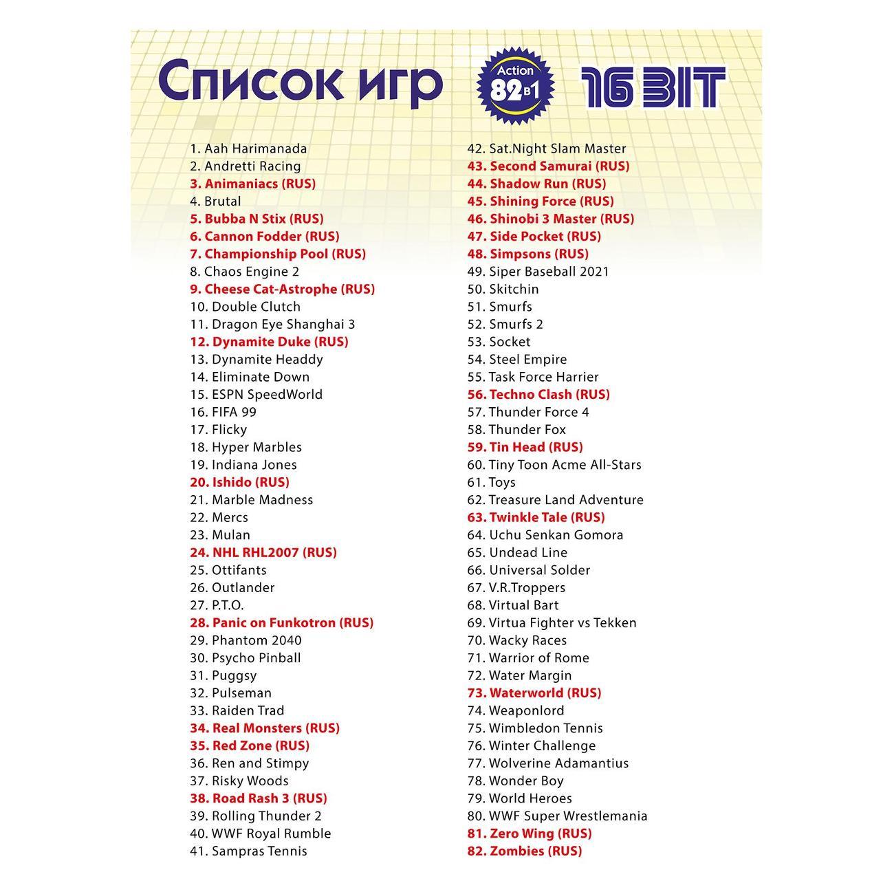 Видеоигра Mega Drive 16B18 Action 82in1