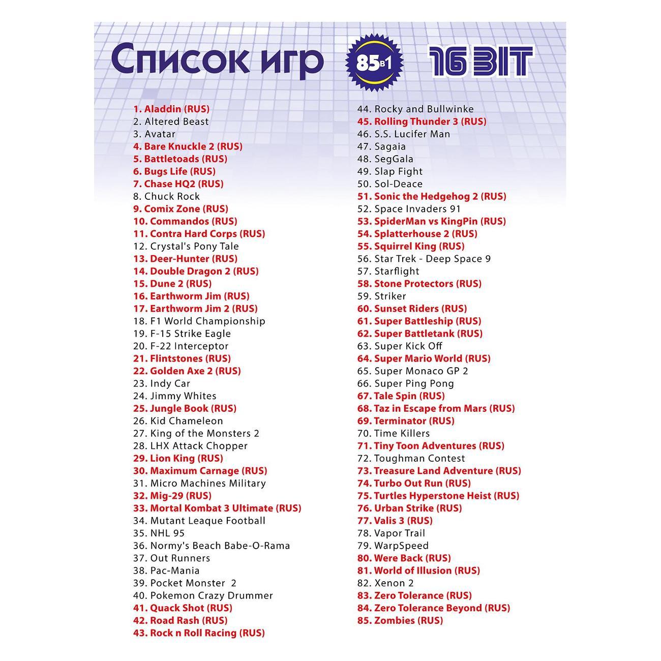 Видеоигра Mega Drive 16B19 Strategy 85in1