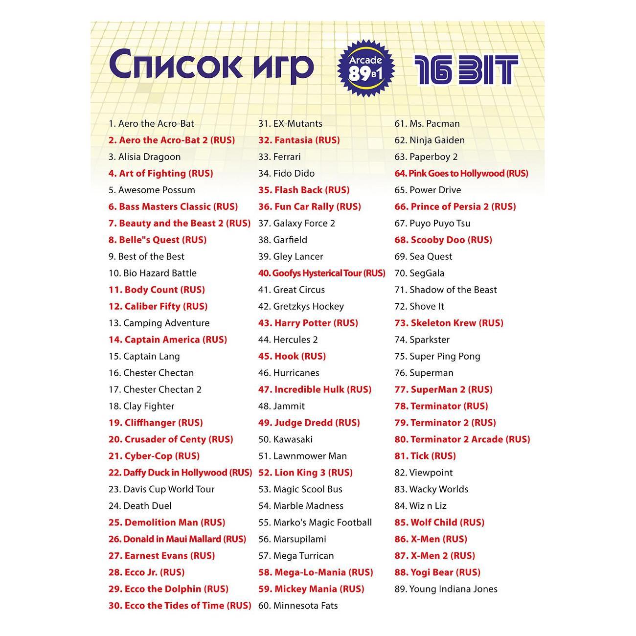 Видеоигра Mega Drive 16B22 Arcade 89in1