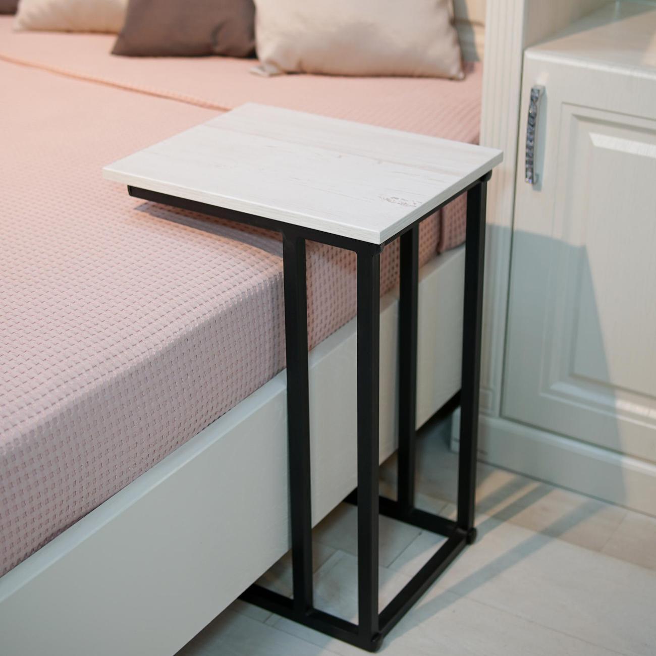 Стол журнальный Frenesie приставной для ноутбука лофт, винтерберг, опоры металл чёрные, 32х40х60 см.