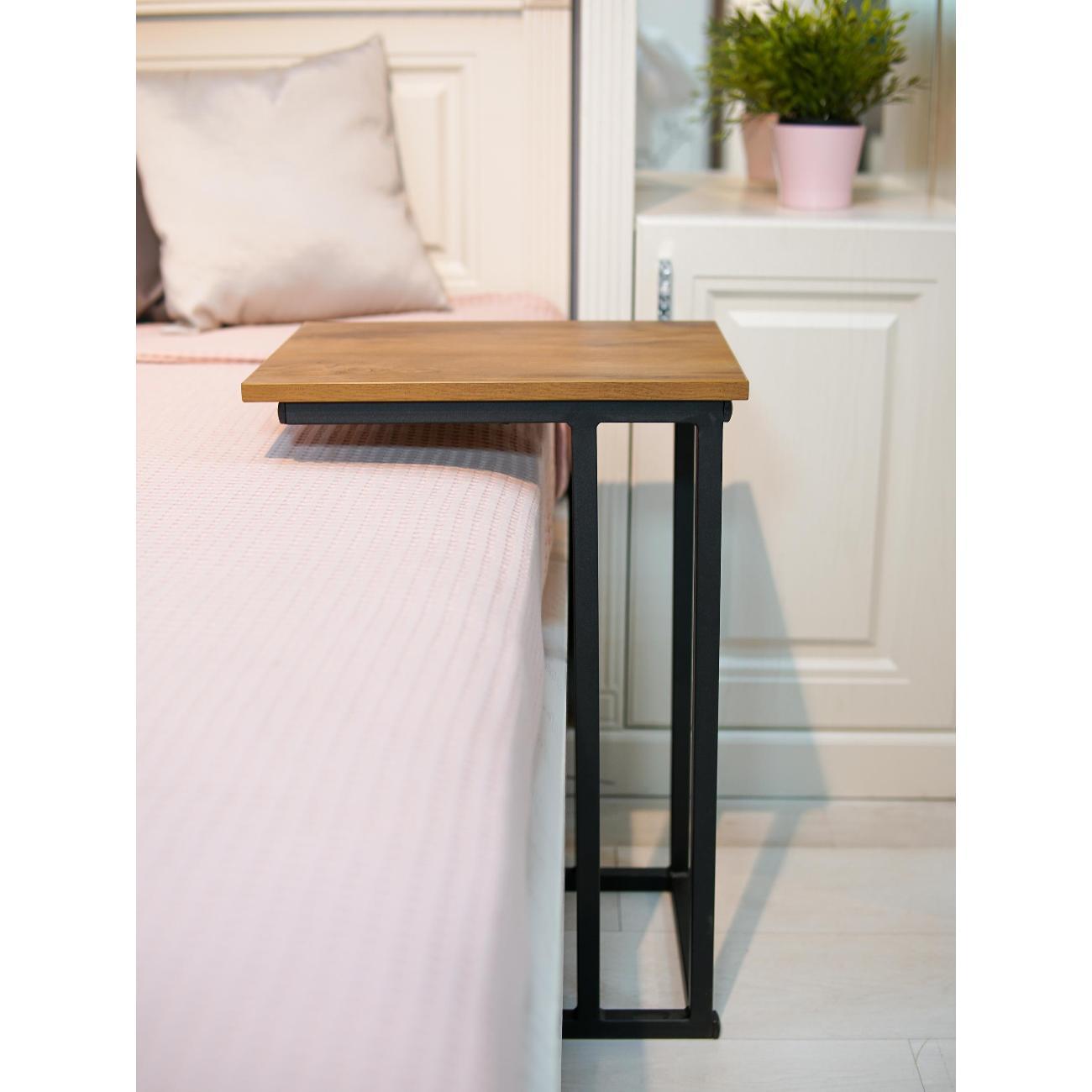 Стол журнальный Frenesie приставной для ноутбука лофт, таксония, опоры металл чёрные, 32х40х60 см.