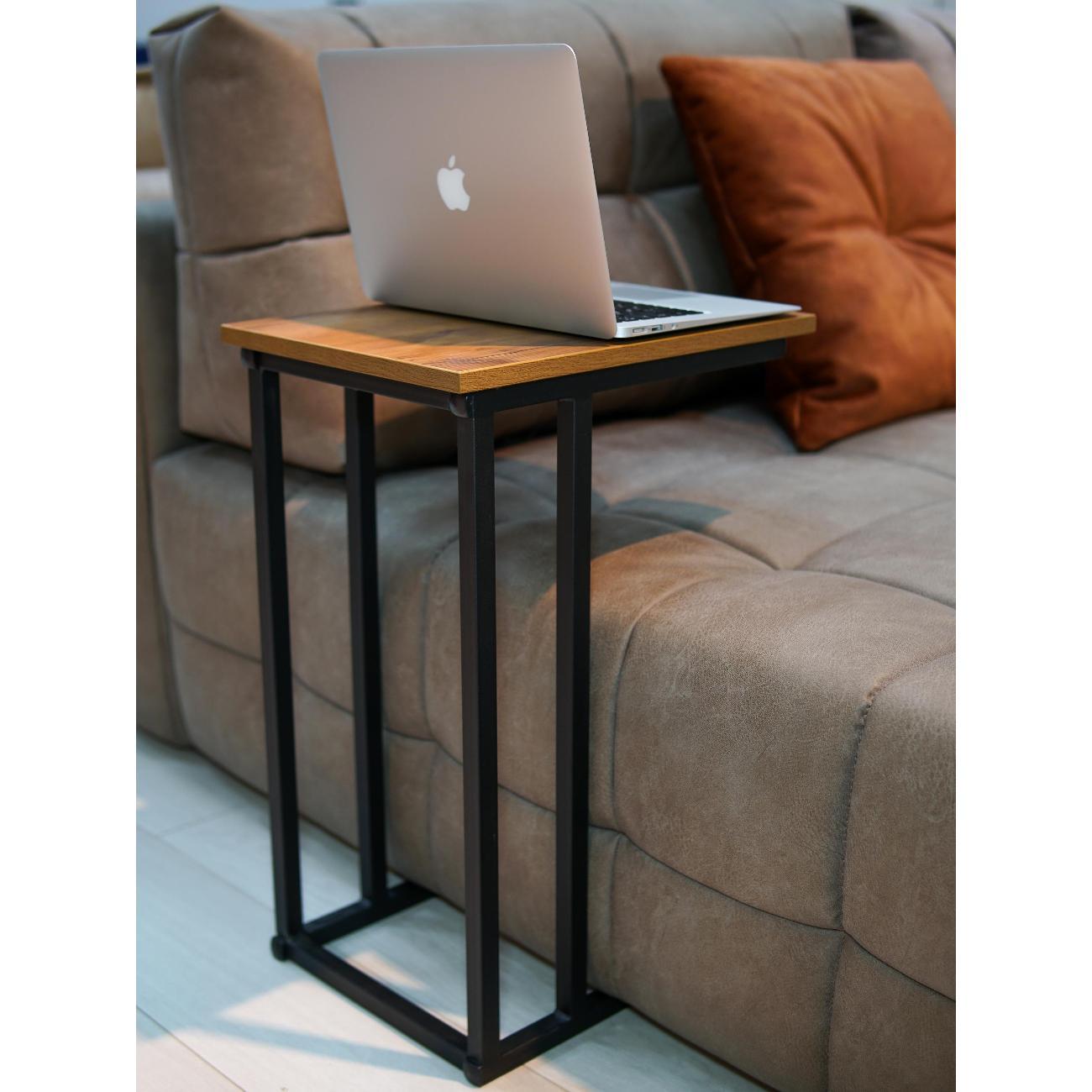 Стол журнальный Frenesie приставной для ноутбука лофт, таксония, опоры металл чёрные, 32х40х60 см.