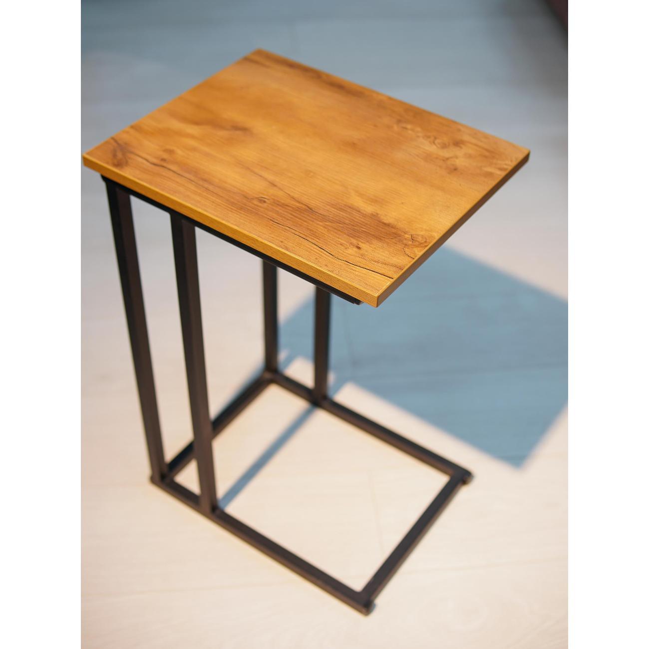 Стол журнальный Frenesie приставной для ноутбука лофт, таксония, опоры металл чёрные, 32х40х60 см.