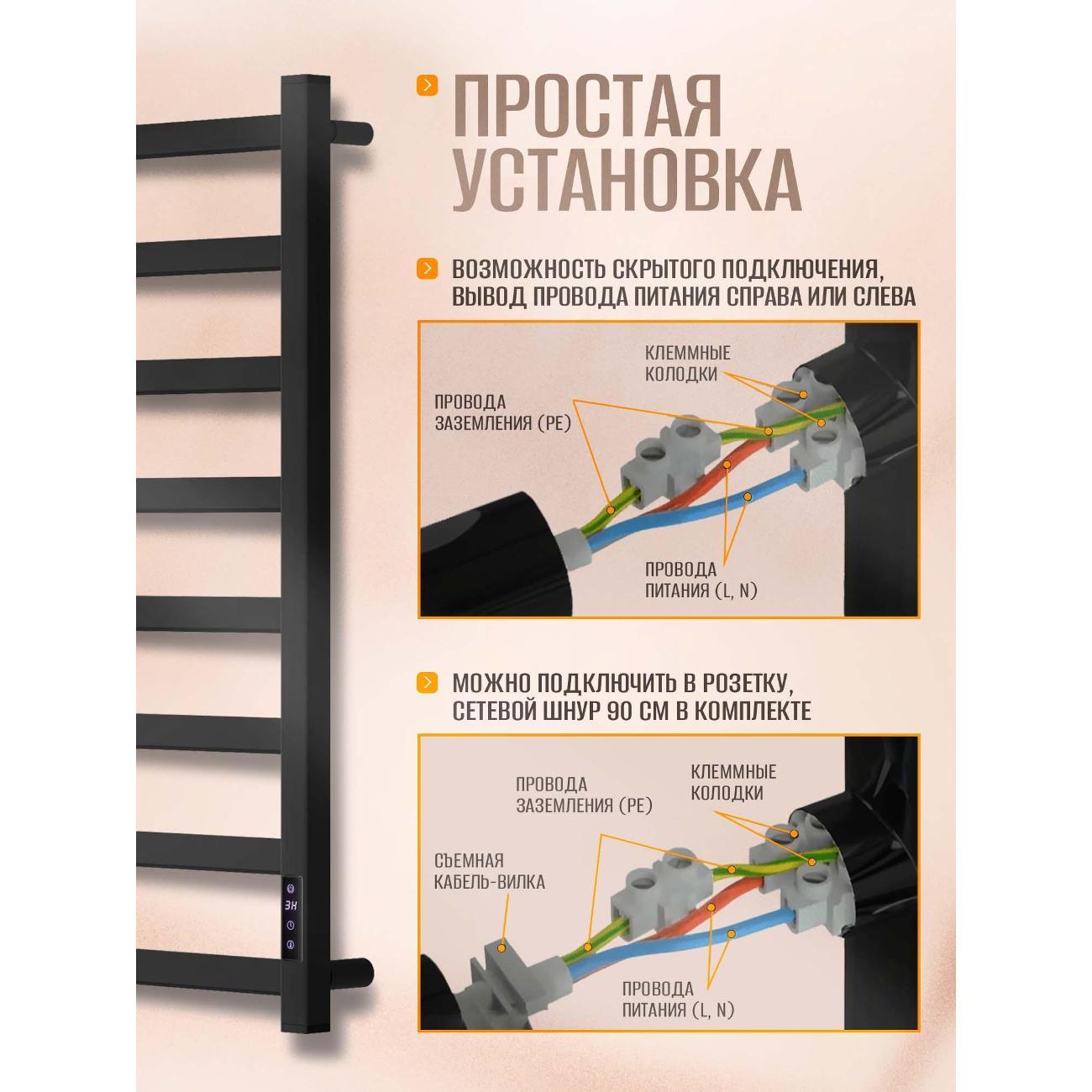 Полотенцесушитель Суховей Глобус GSL84001BM 800x400, черный матовый