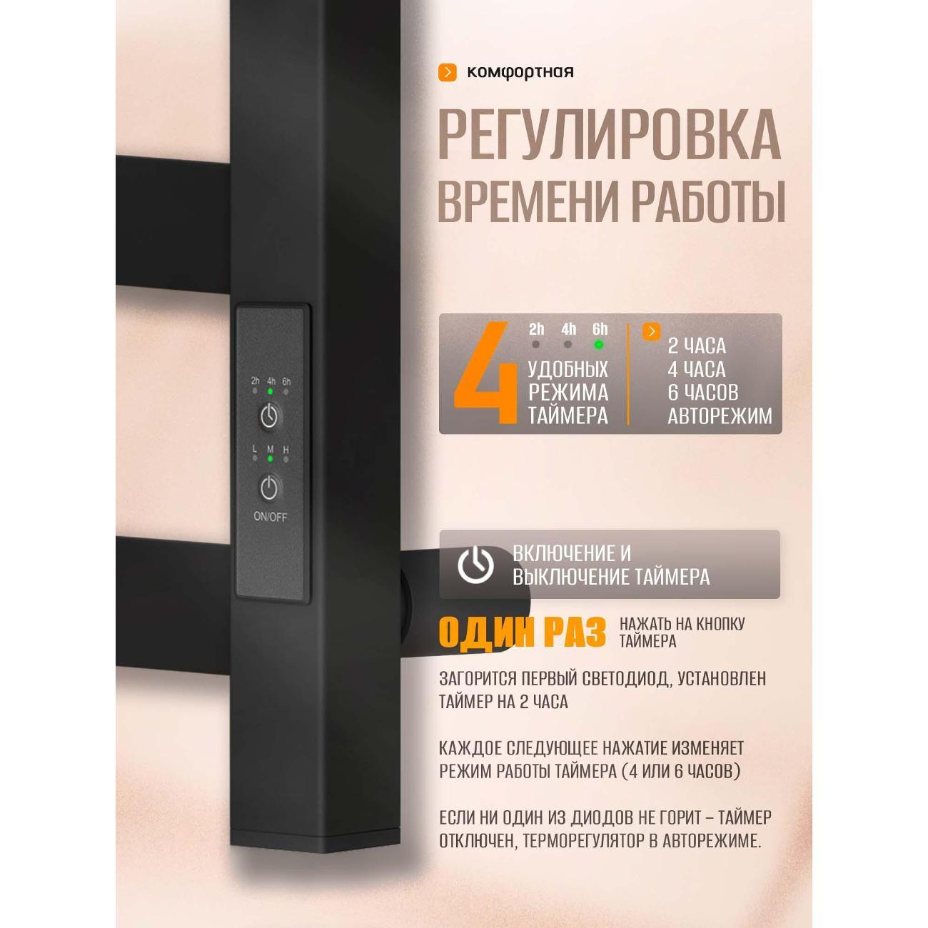 Полотенцесушитель Суховей Триумф TSR65001BM 600x500, черный матовый