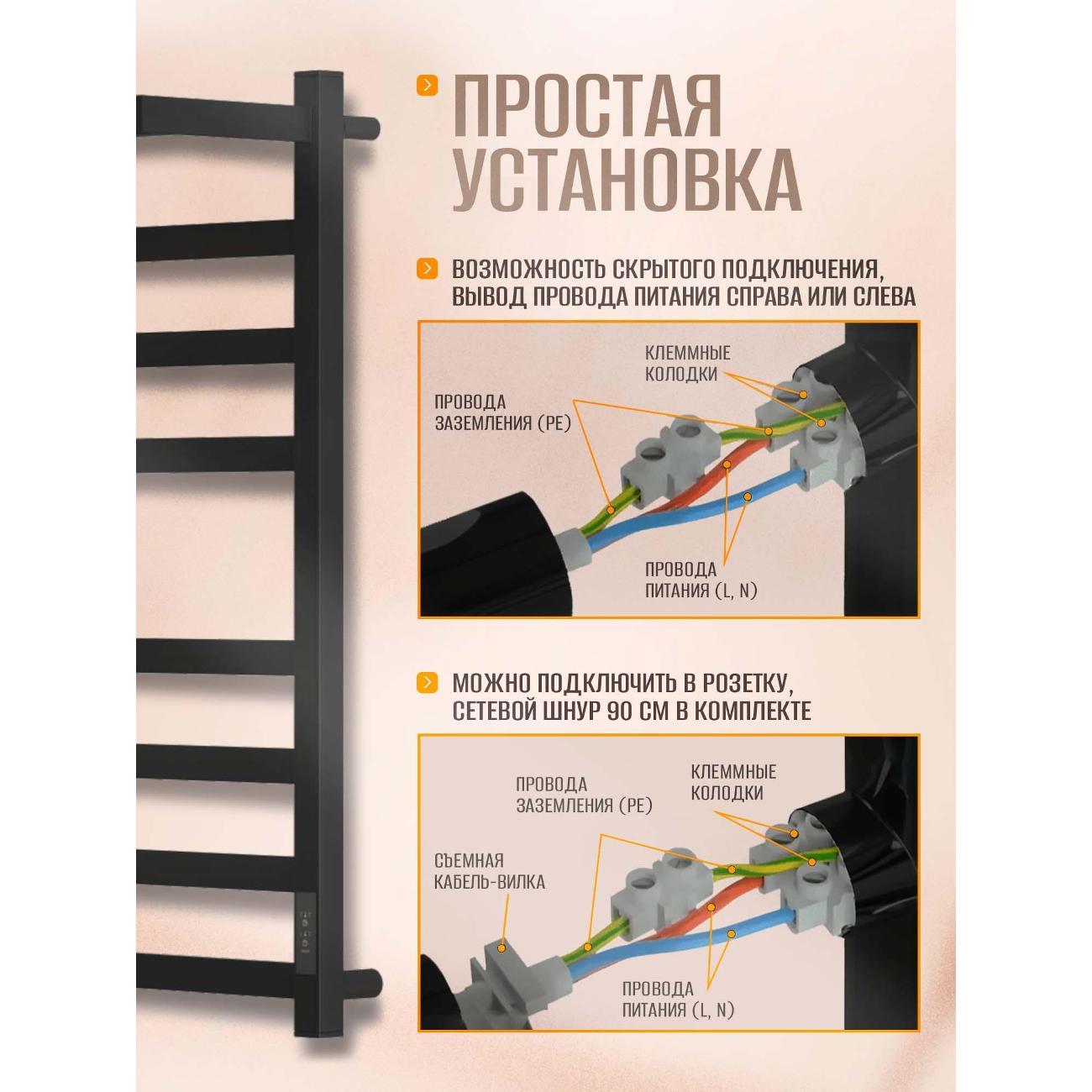 Полотенцесушитель Суховей Триумф TSR85011BM 800x500 с полкой, черный матовый