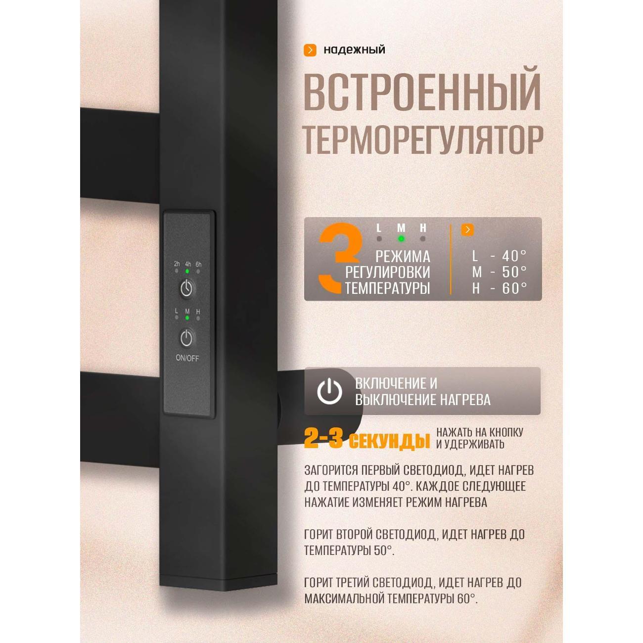 Полотенцесушитель Суховей Триумф TSR64001BM 600x400, черный матовый