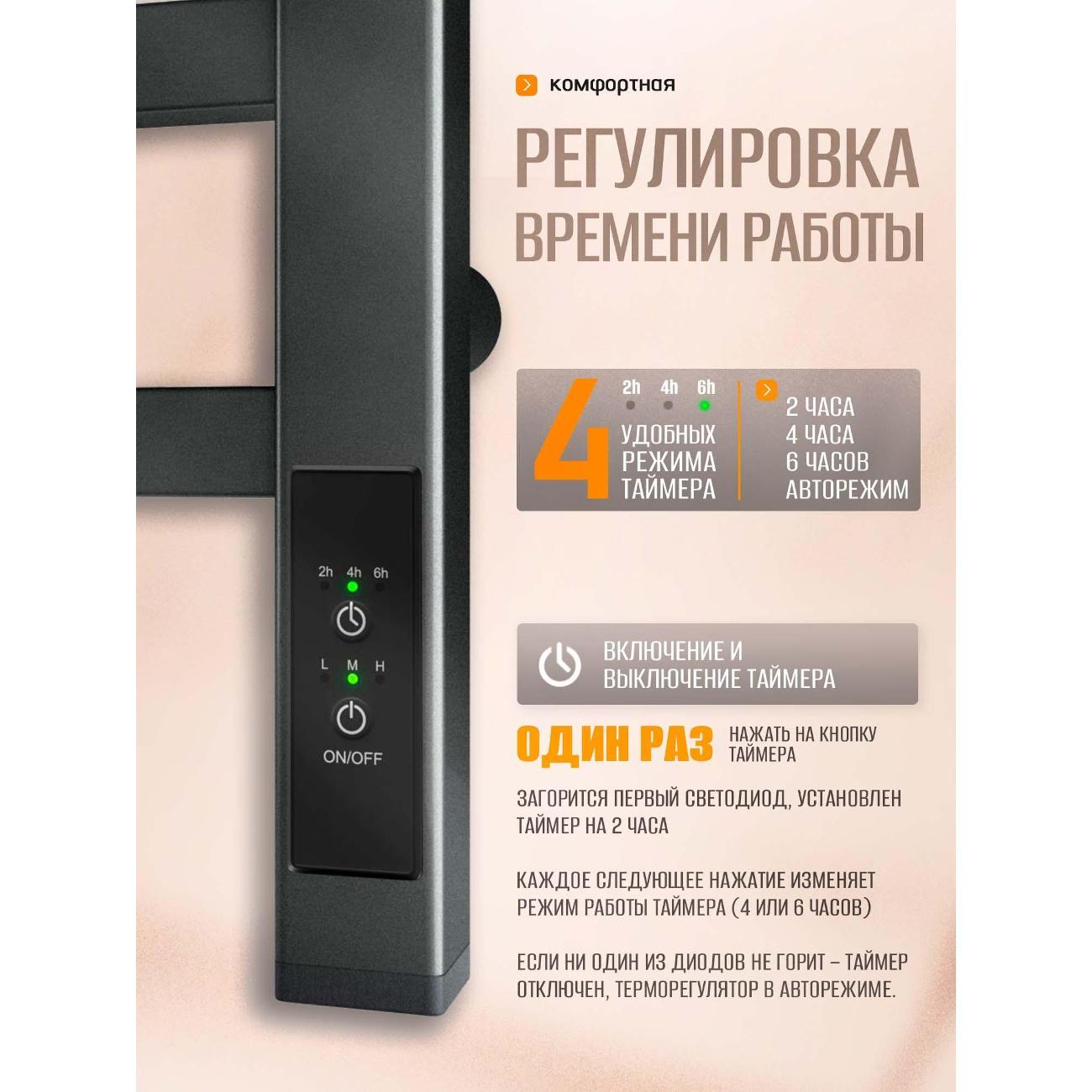 Полотенцесушитель Суховей Атлет AST65001GF 600x500, графит металлик