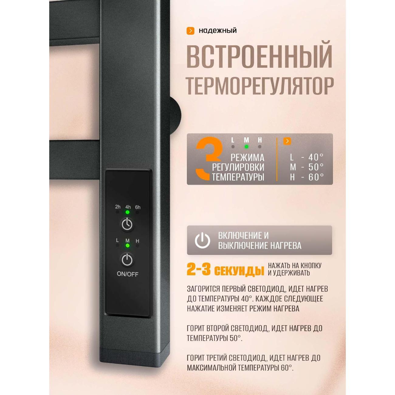 Полотенцесушитель Суховей Атлет AST65001GF 600x500, графит металлик