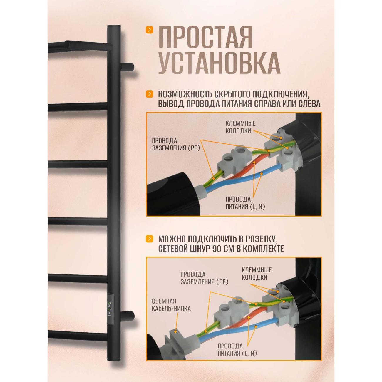 Полотенцесушитель Суховей Комфорт CSR85011BM 800x500 с полкой, черный матовый