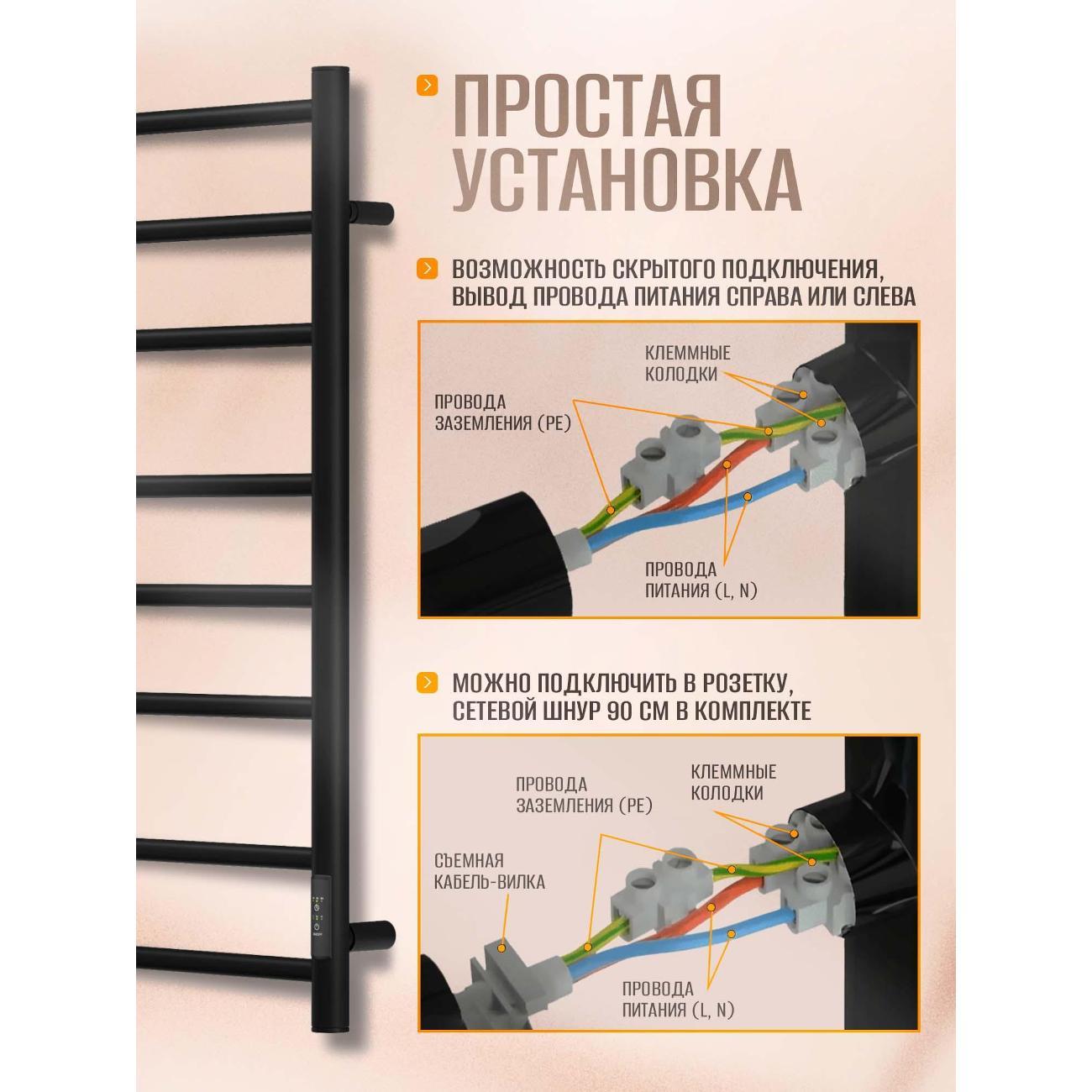 Полотенцесушитель Суховей Стиль SST84001BM 800x400, черный матовый