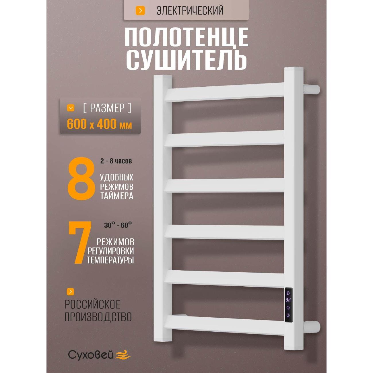 Полотенцесушитель Суховей Глобус GSL64001WM 600x400, белый матовый