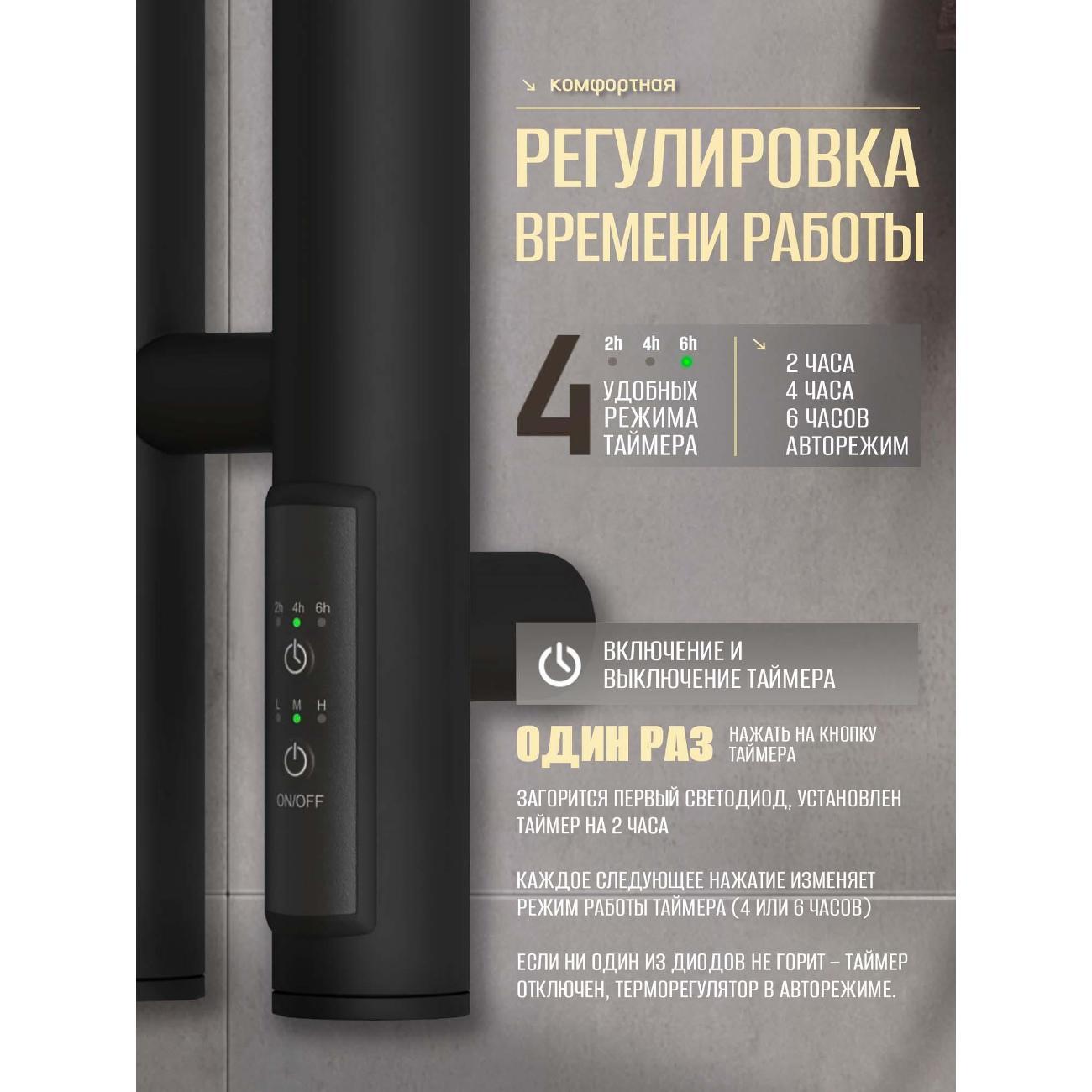 Полотенцесушитель Суховей Лагуна LSN11101BM 1100x80 с крючками, черный матовый