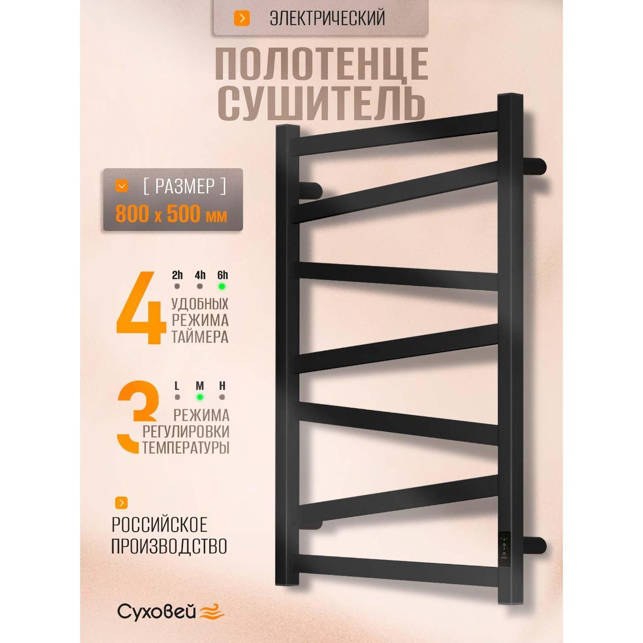 Полотенцесушитель Суховей Гармония GSN85001BM 800x500, черный матовый