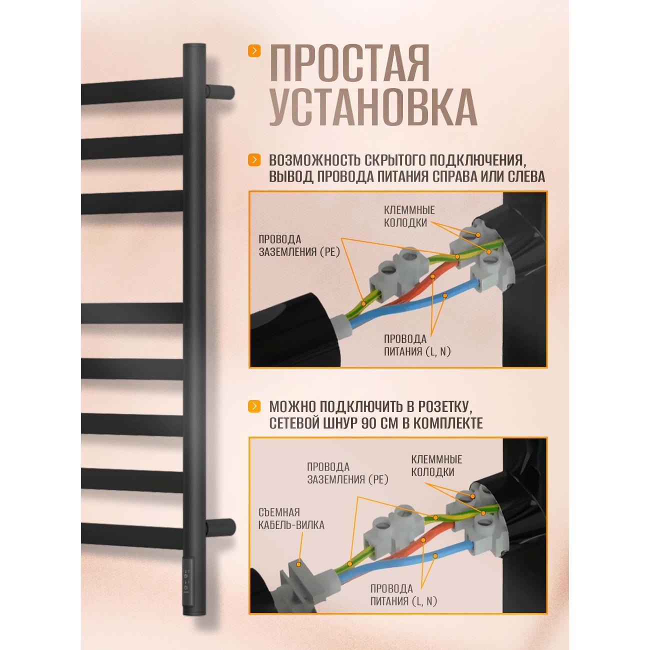 Полотенцесушитель Суховей Соната SSF85001BM 800x500, черный матовый