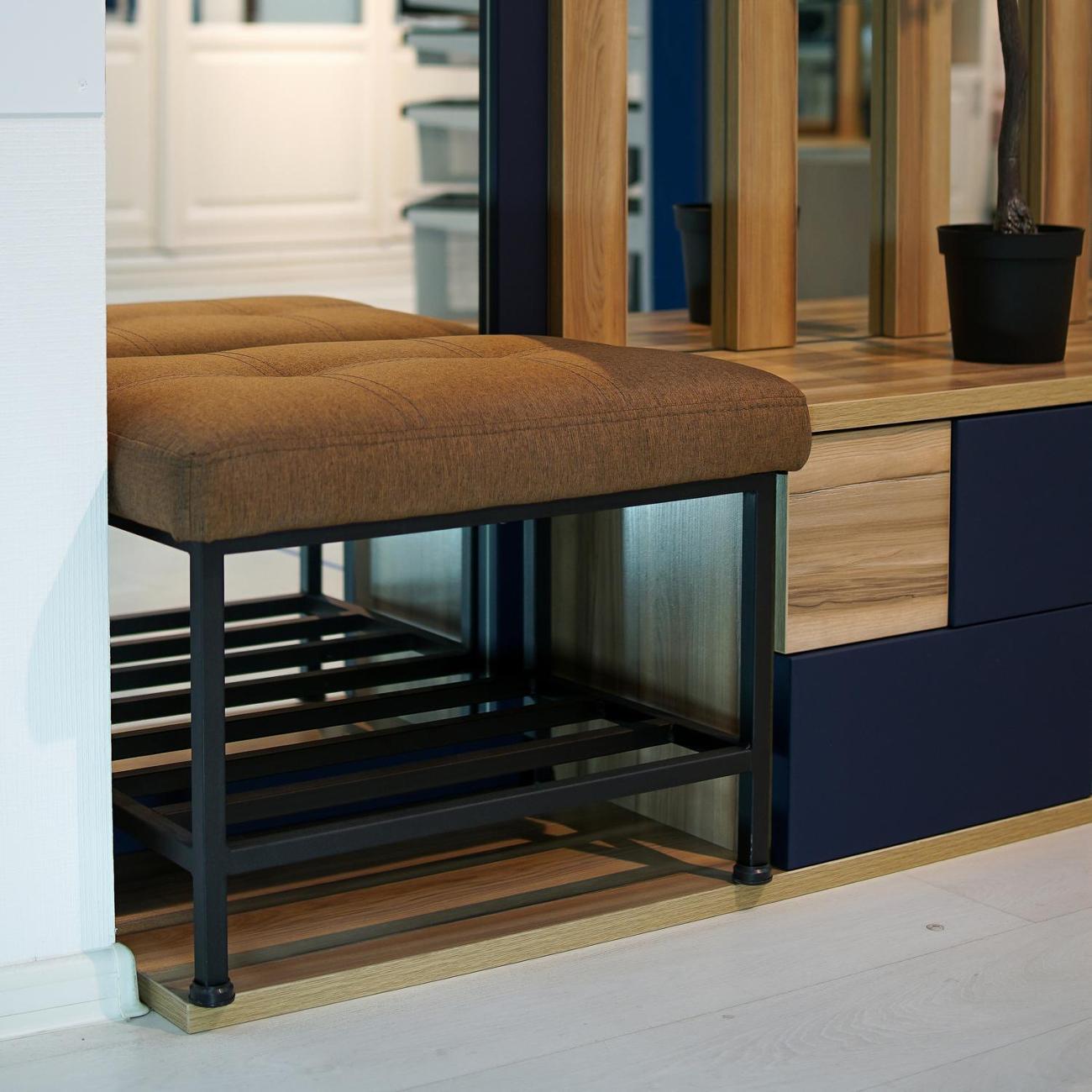 Банкетка Frenesie в прихожую с сиденьем коричневая, 60x40x45 см.