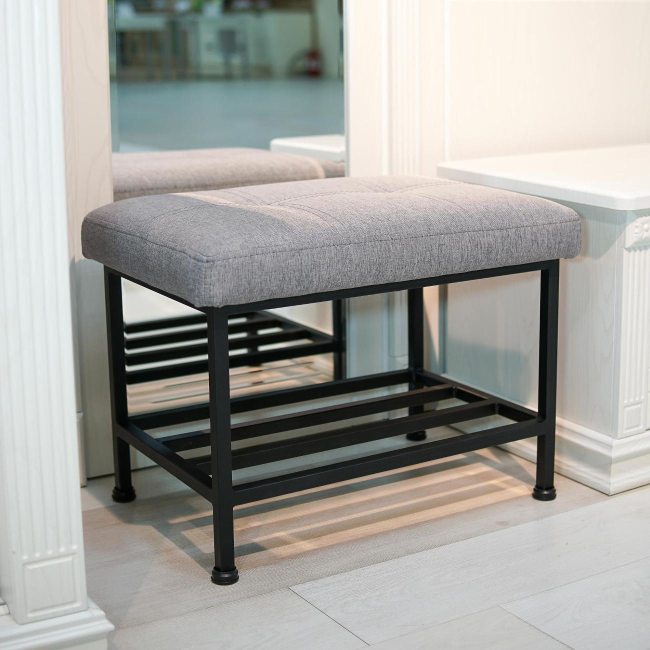 Банкетка Frenesie в прихожую с сиденьем серая, 60x40x45 см.