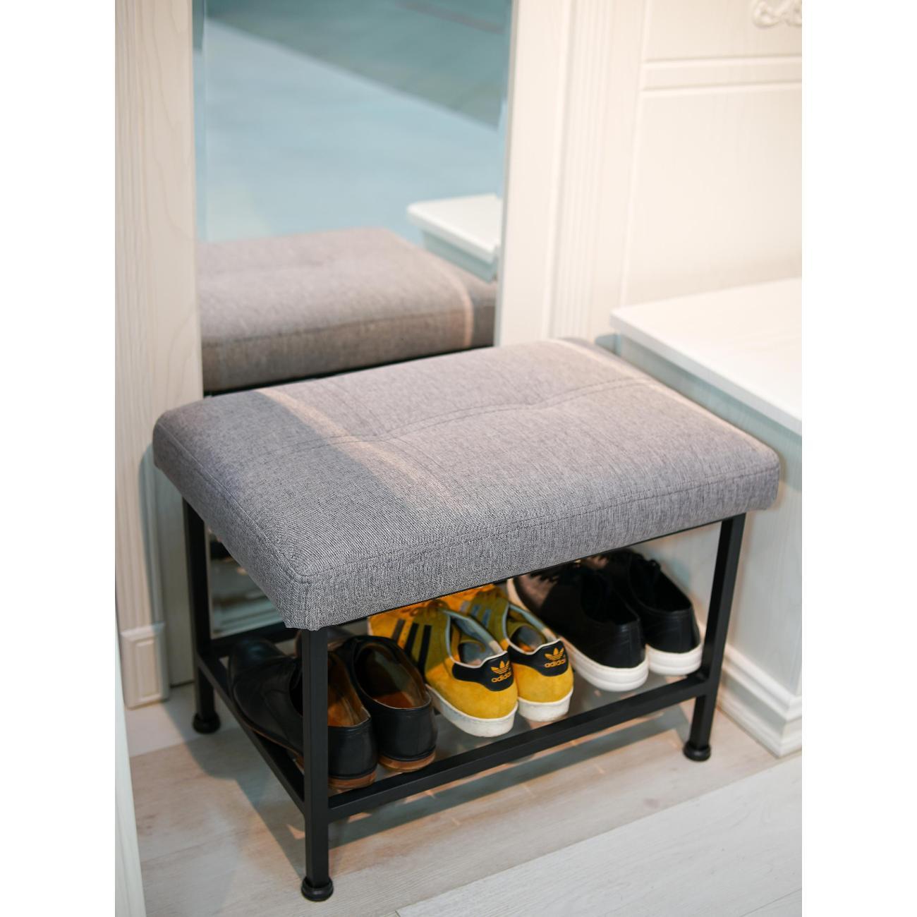 Банкетка Frenesie в прихожую с сиденьем серая, 60x40x45 см.