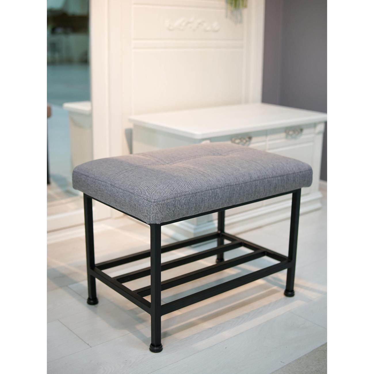 Банкетка Frenesie в прихожую с сиденьем серая, 60x40x45 см.