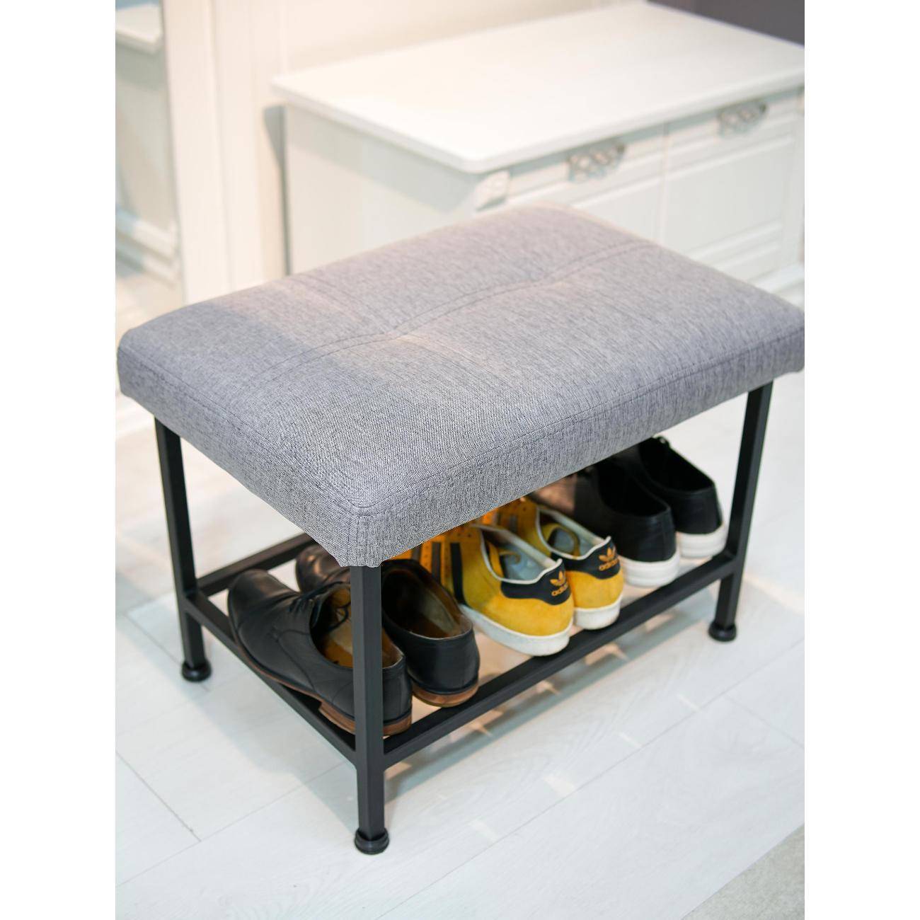 Банкетка Frenesie в прихожую с сиденьем серая, 60x40x45 см.