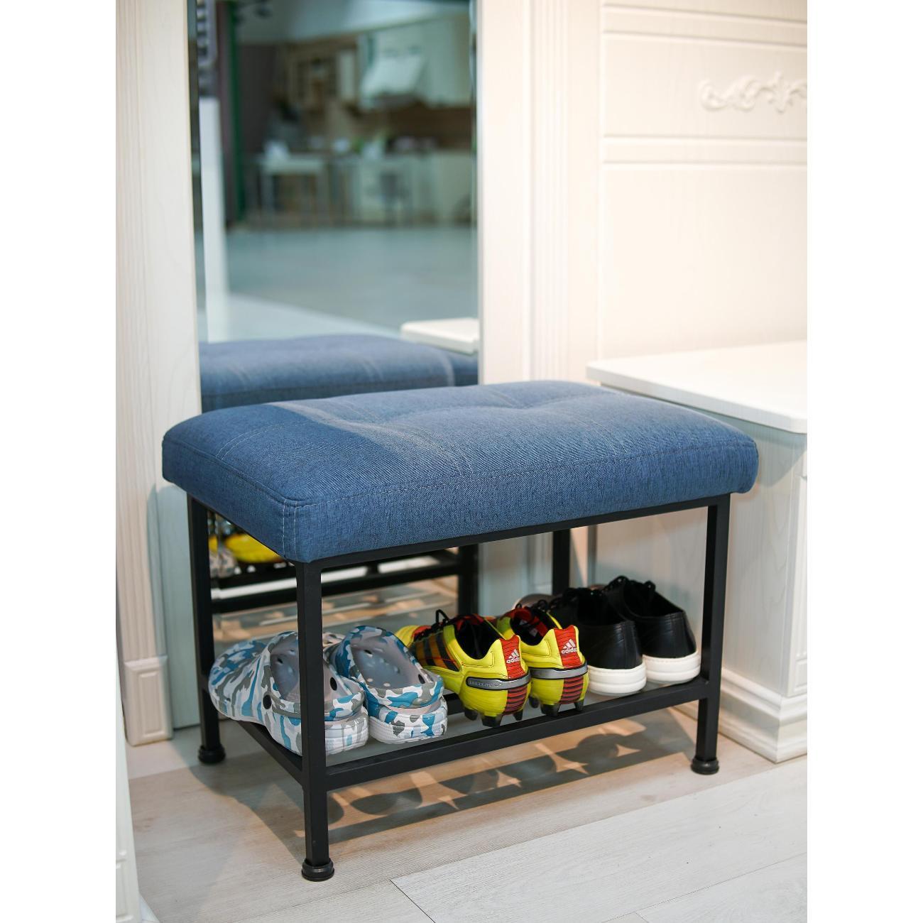 Банкетка Frenesie в прихожую с сиденьем синяя, 60x40x45 см.